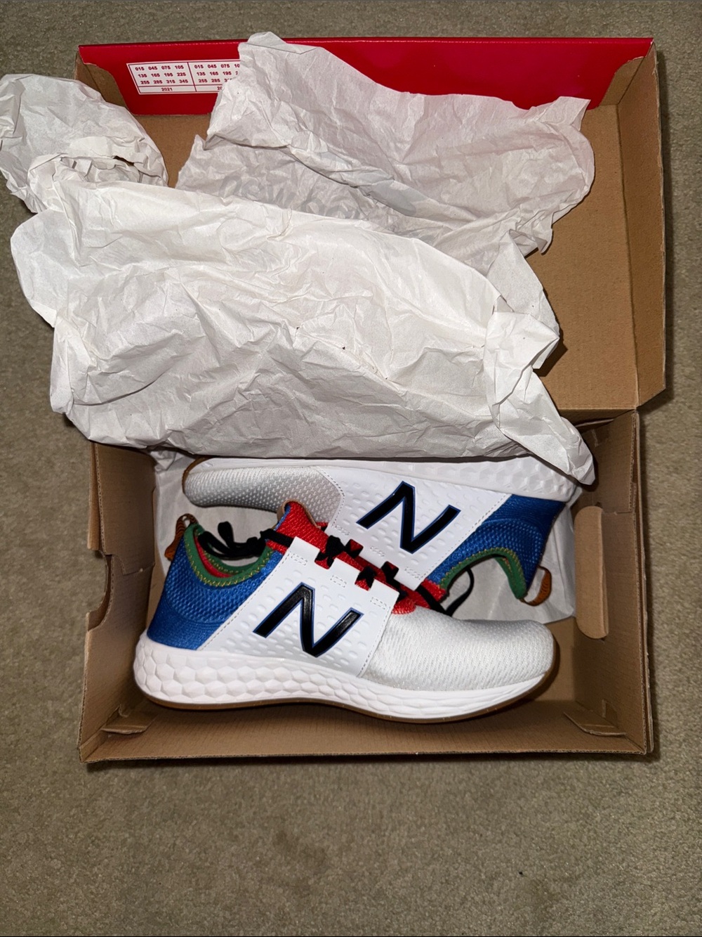 New Balance Men’s Fresh Foam White Blue Red Green Running Shoes
